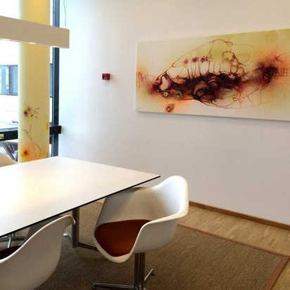 Painting meeting room mural BankInvest