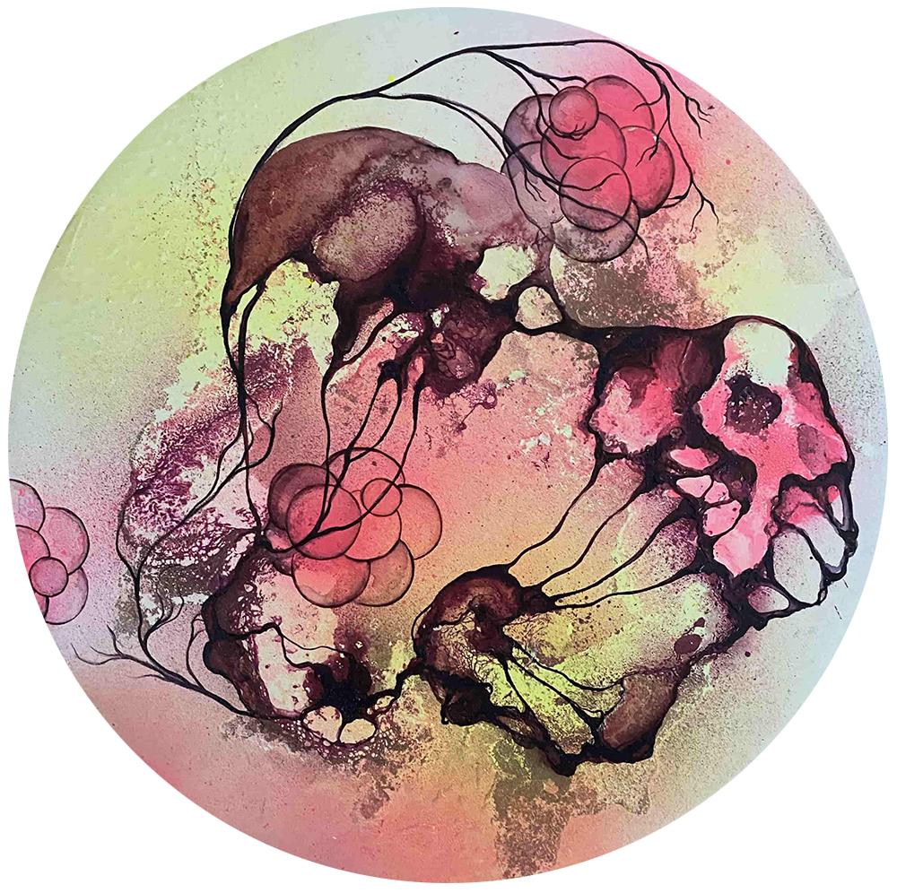 Round painting by artist Rikke Darling